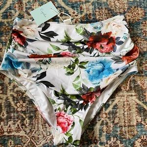Floral high waist swim bottoms